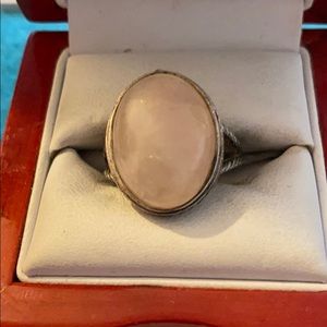 Sterling silver pink quartz vintage ring